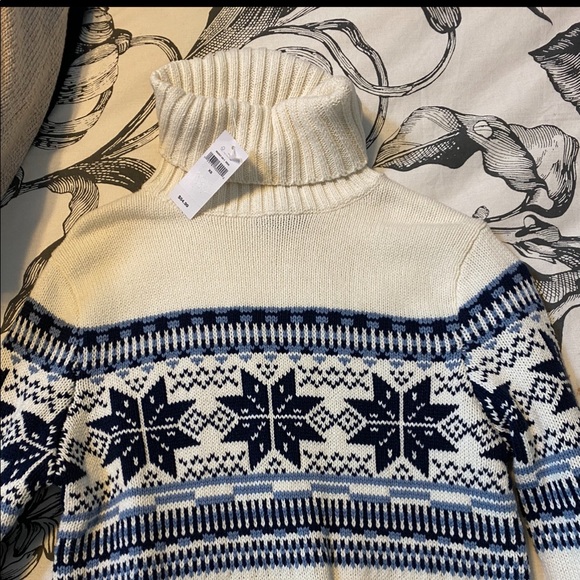 GAP White and Blue Winter Turtleneck Sweater - Picture 2 of 8